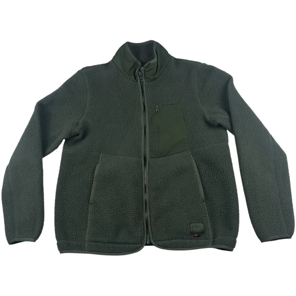 Men's The Herschel Supply Co Brand Sherpa Jacket Size Medium Olive Green winter